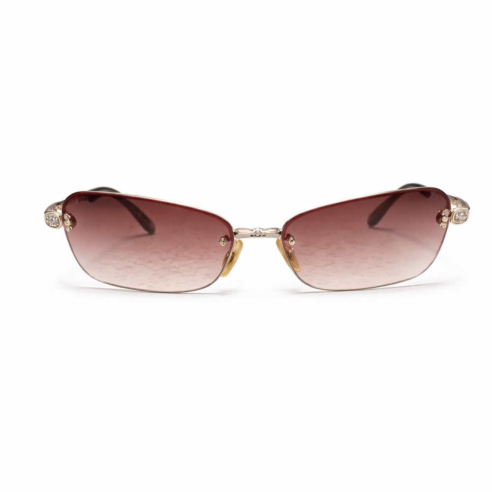Brighton Rimless Sunglasses with Burgundy Gradient Lenses and Gold Accents